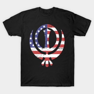 American Flag Sikh Khanda T-Shirt